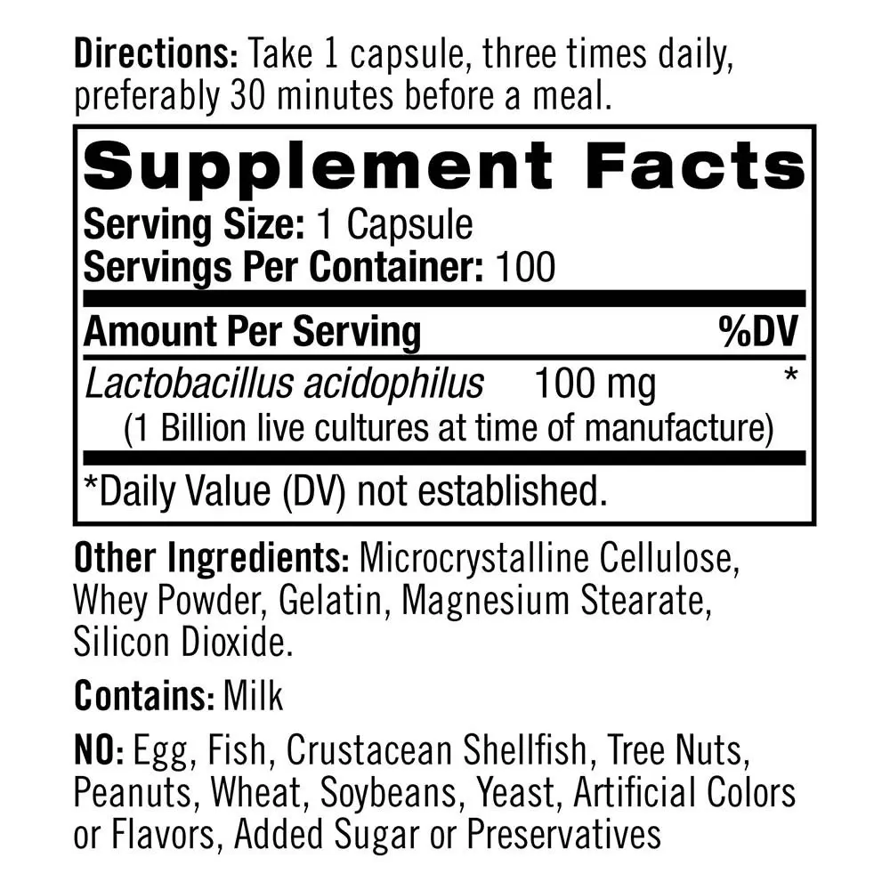 Natrol Acidophilus Probiotic (100 Capsules) – Kép 2