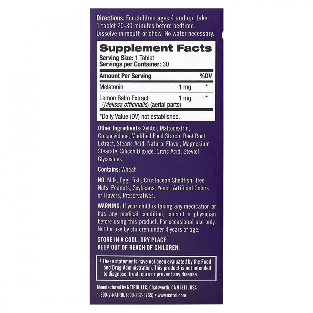 Natrol Kids Melatonin (30 Tablets, Strawberry) – Kép 7