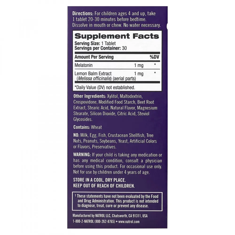Natrol Kids Melatonin (30 Tablets, Strawberry) – Kép 4