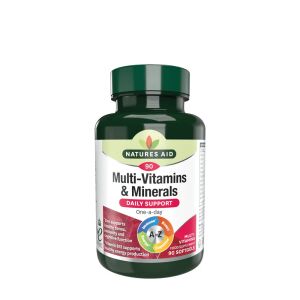 Natures Aid multivitaminok és ásványi anyagok (vas-kiegészítéssel) (90 lágykapszula) – Nuvalia