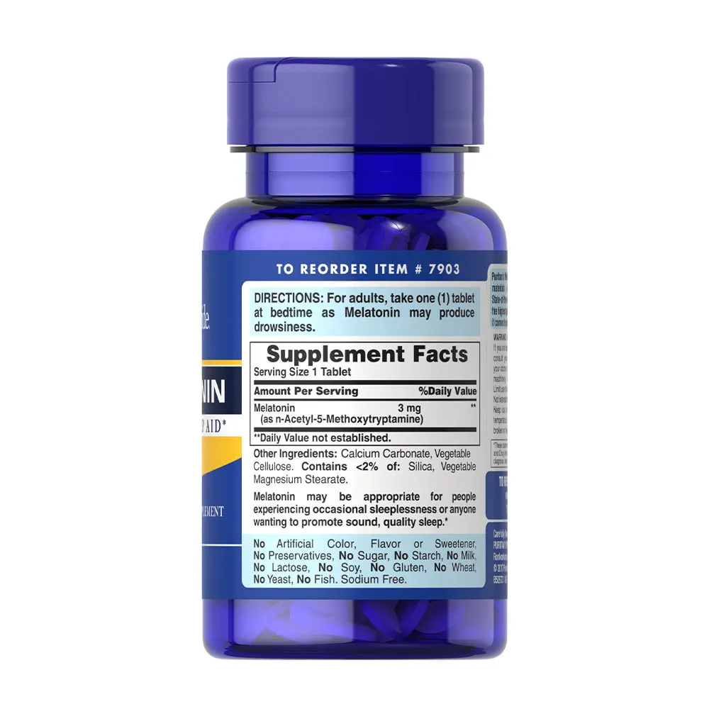 Puritans Pride Melatonin 3 mg (120 Tablets) – Kép 6