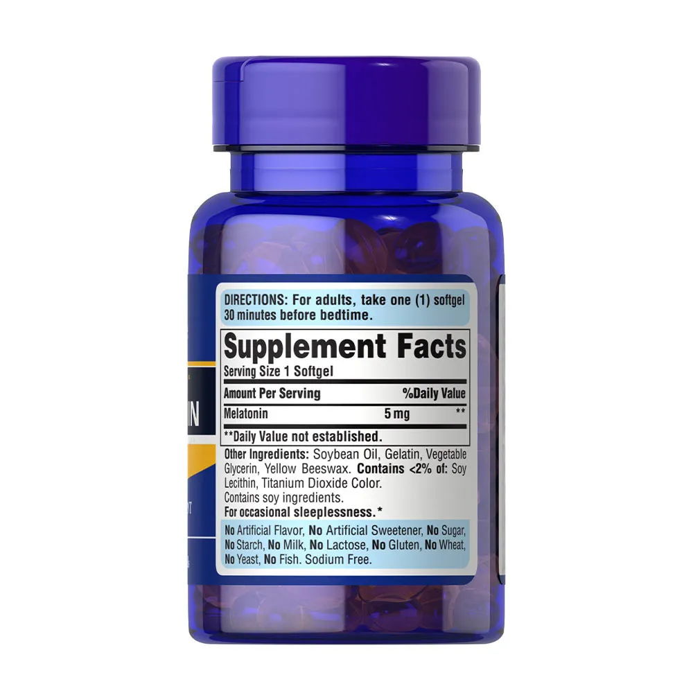 Puritan's Pride Sleep Aid Melatonin 5 mg (60 Softgels) – Kép 6