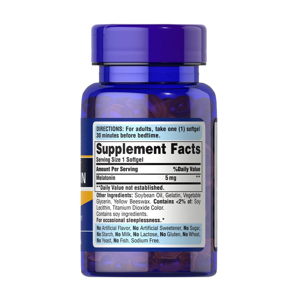 Puritan's Pride Sleep Aid Melatonin 5 mg (60 Softgels) – Kép 2