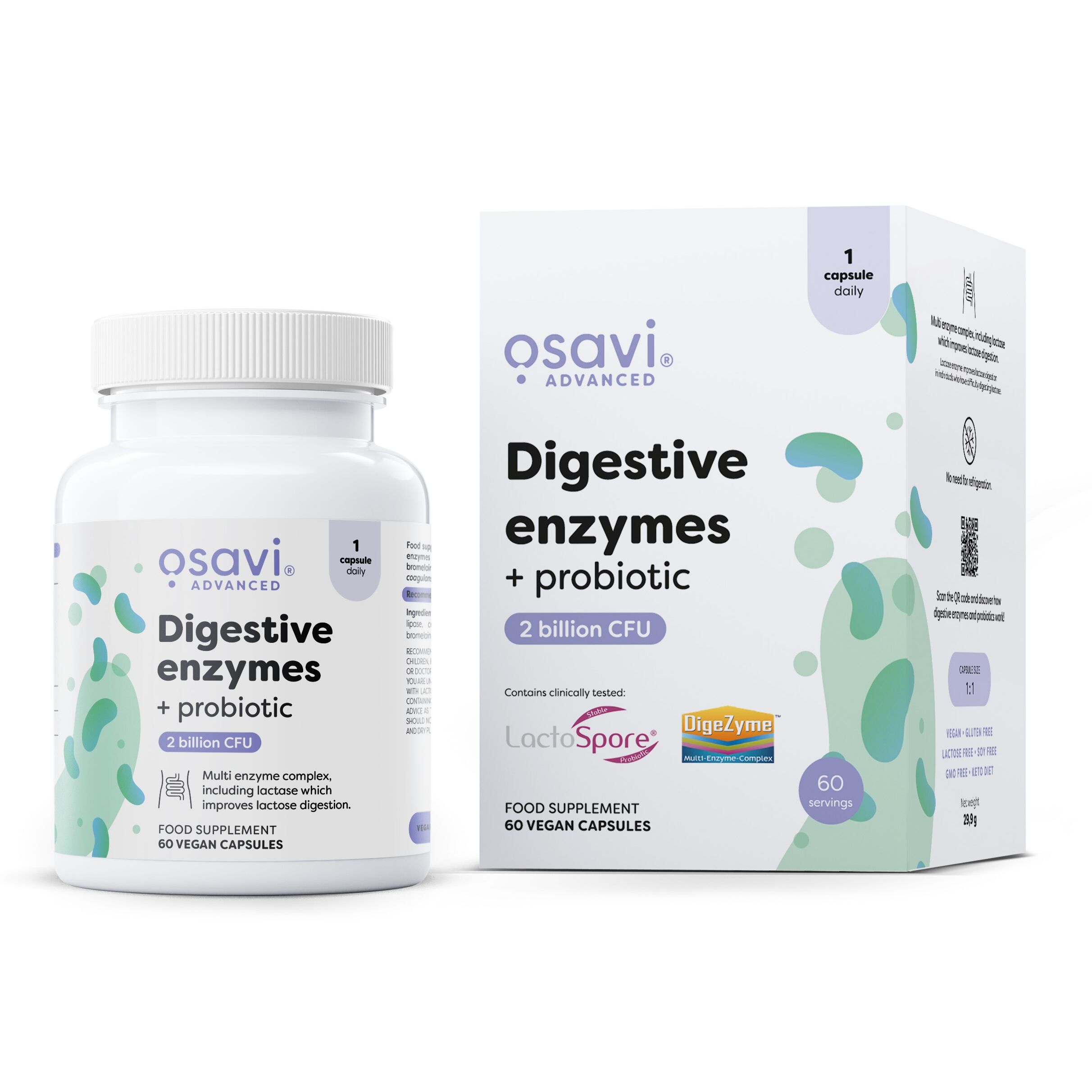 Emésztőenzimek + probiotikum – 60 vegán kapszula – Viking Supplements
