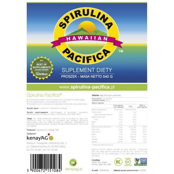 KENAY Spirulina Pacifica por (540 g / 19