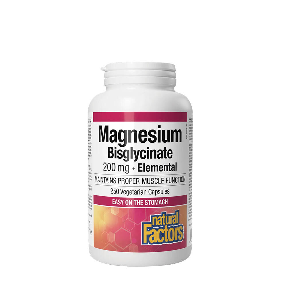 Natural Factors tiszta magnézium-bisglicinát 200 mg (250 kapszula) – Viking Supplements