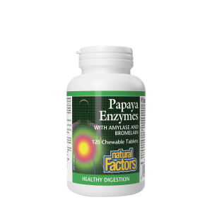 Natural Factors papaya-enzimek amilázzal és bromelainnel (120 rágótabletta) – Viking Supplements