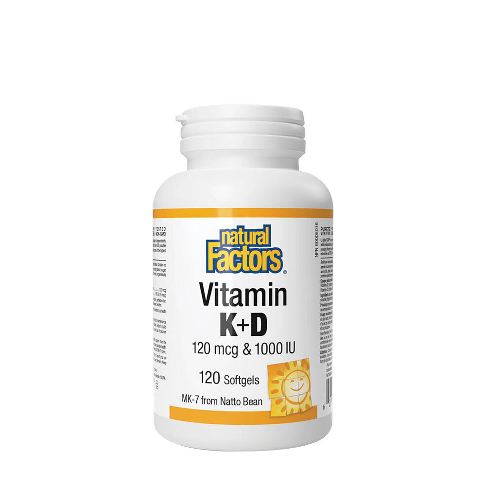 Natural Factors K- és D-vitamin 120 mcg és 1000 NE (120 lágykapszula) – Viking Supplements
