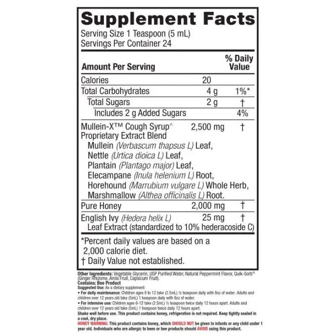 Nature's Answer Mullein-X Cough Syrup 4 oz (120ml) – Kép 3