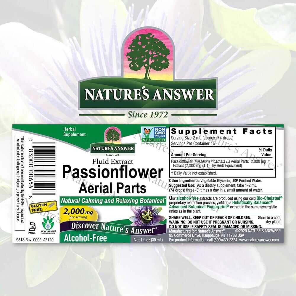 Nature's Answer Passionflower Extract Alcohol Free 2000mg 30ml – Kép 3