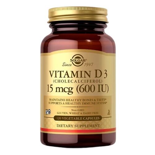 SOLGAR D3-vitamin 15 mcg (600 NE) (120 kapszula) - Viking Supplements