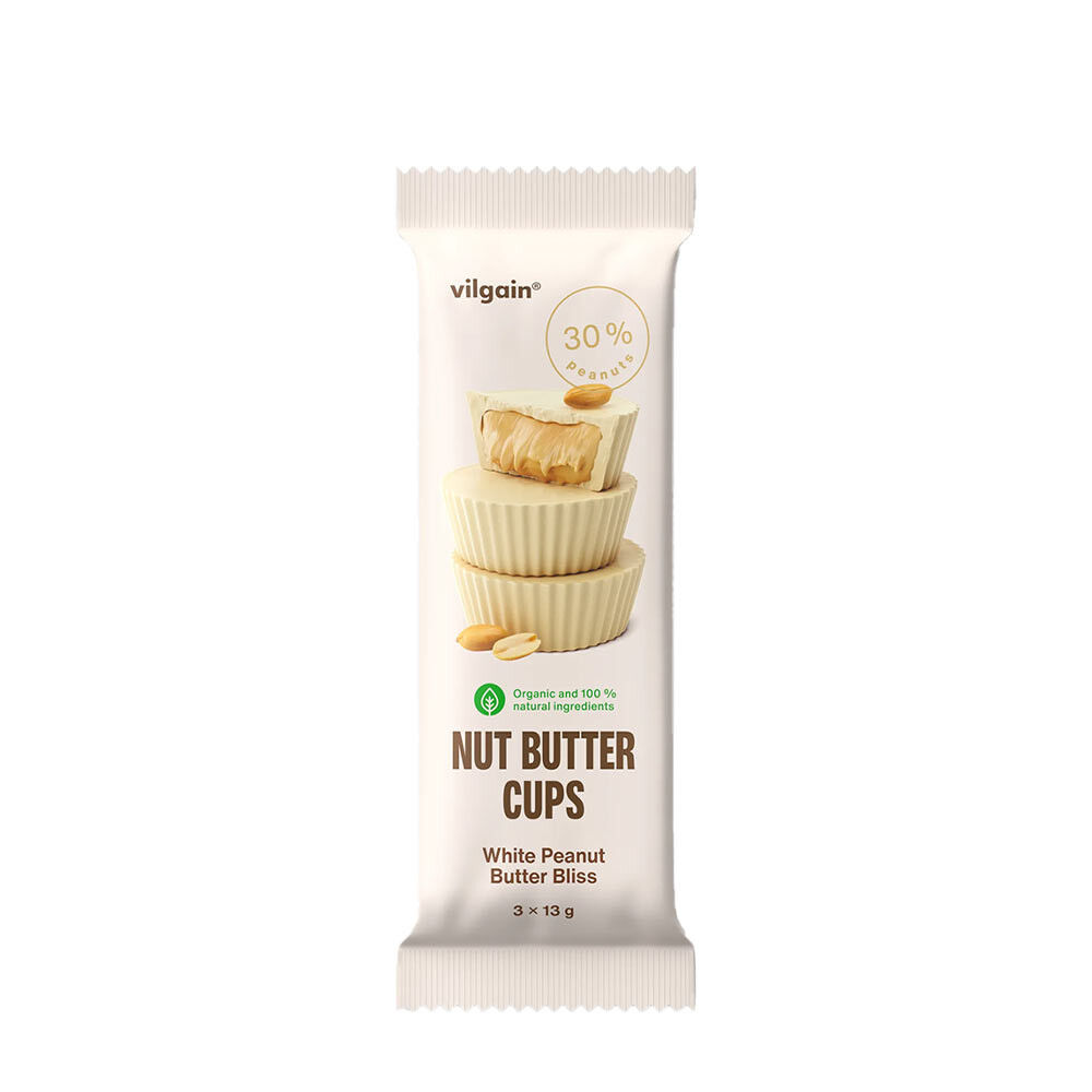 Vilgain Bio mogyoróvaj-csokik „White Peanut Butter Bliss” (39 g) – Viking Supplements