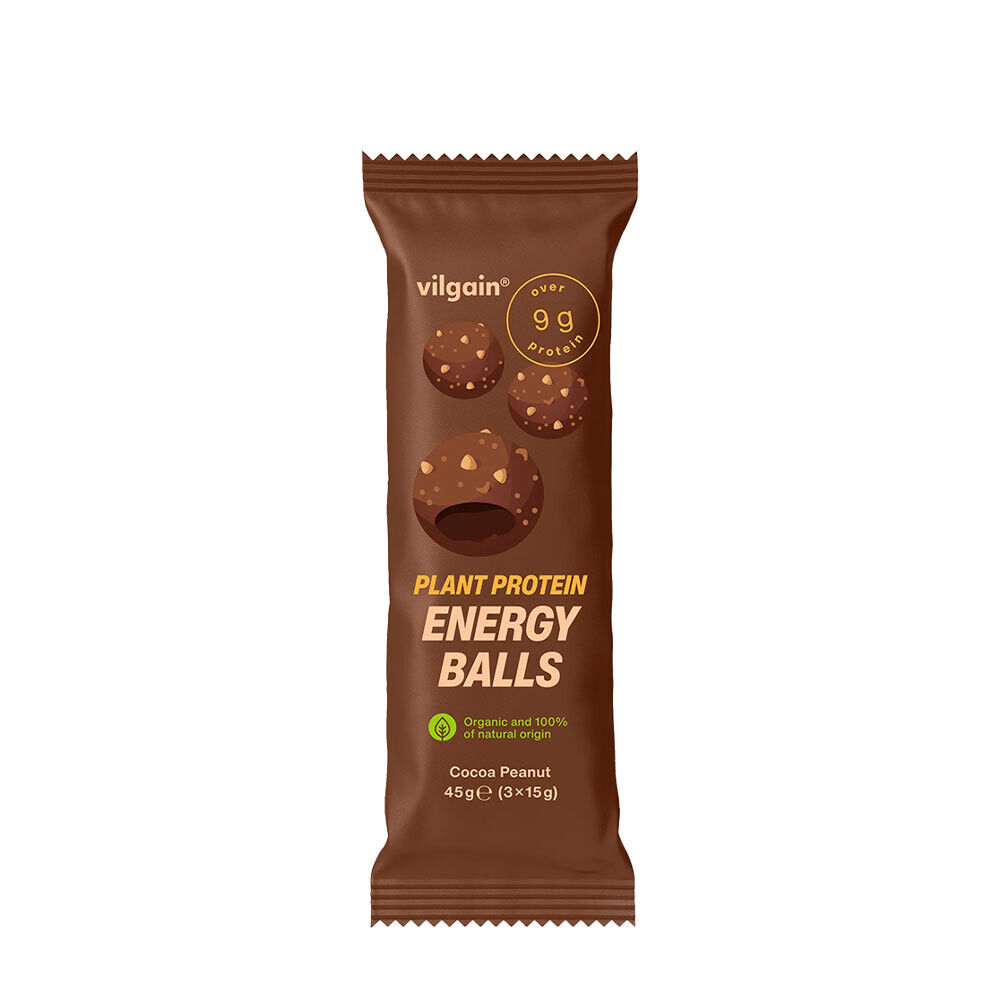 Vilgain növényi fehérjés energiagolyók BIO kakaós-mogyorós (45 g) - Viking Supplements