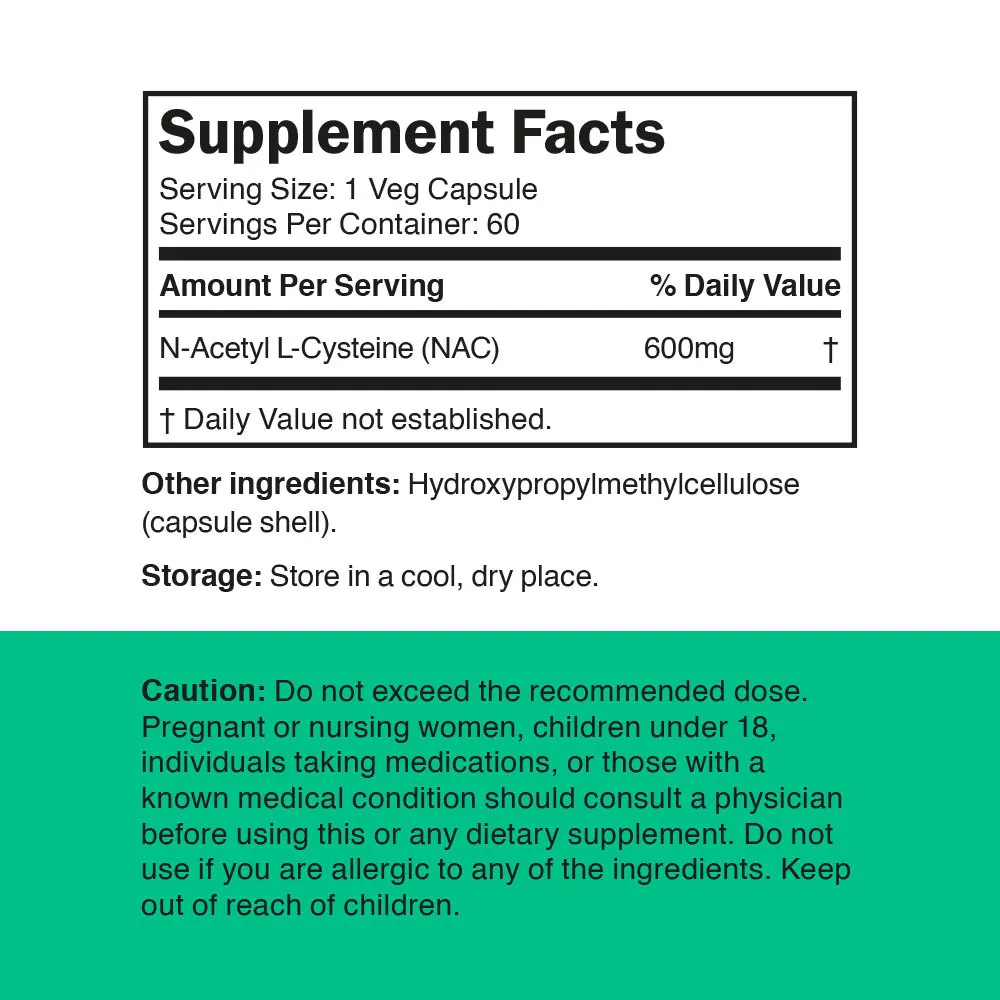 Vitamin360 NAC 600 mg – N-Acetyl L-Cysteine (60 Veg Capsules) – Kép 2