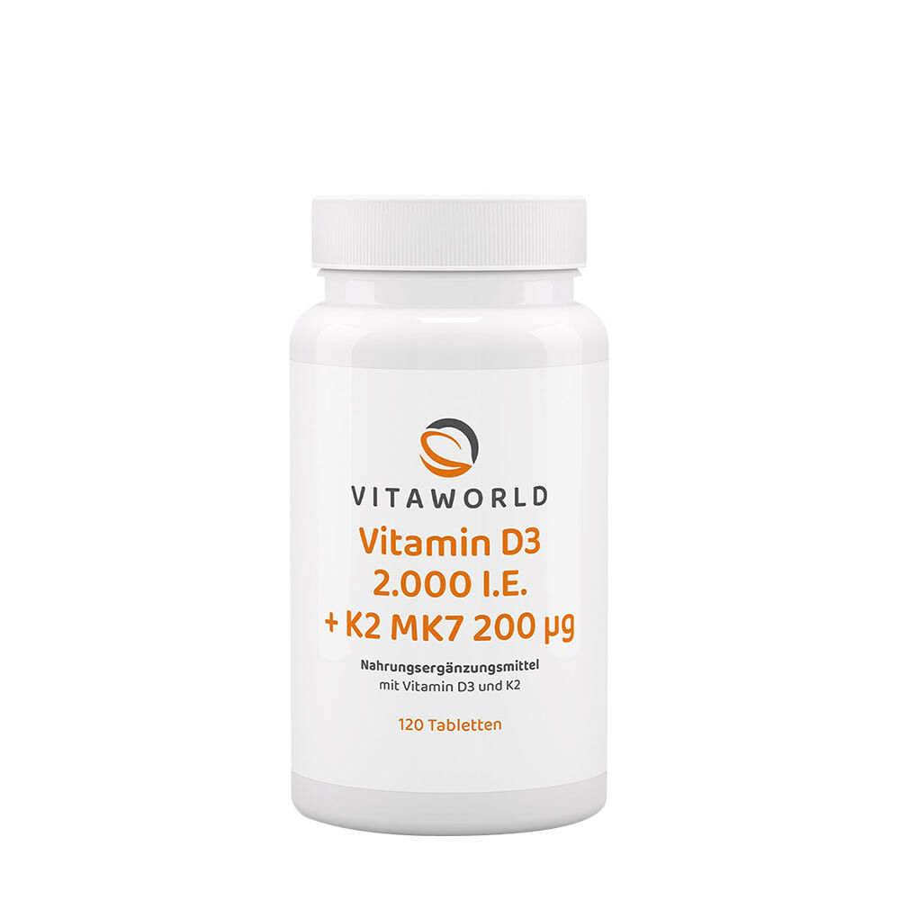 Vitaworld D3-vitamin 2000 NE + K2 MK7 200 mcg (120 tabletta) – Viking Supplements